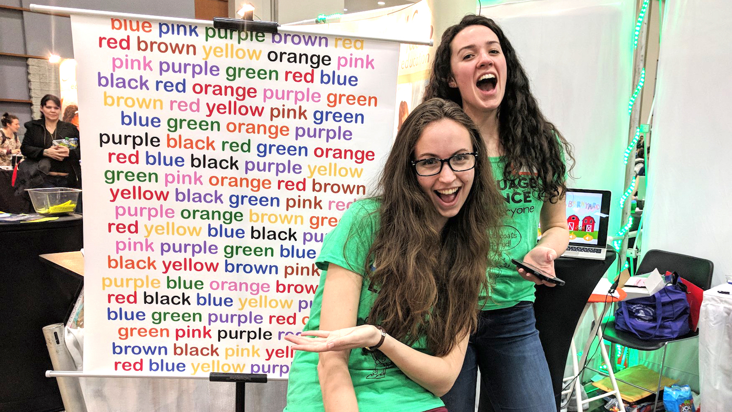Hanna Muller and Jackie Nelligan having fun while explaining the Stroop Test.